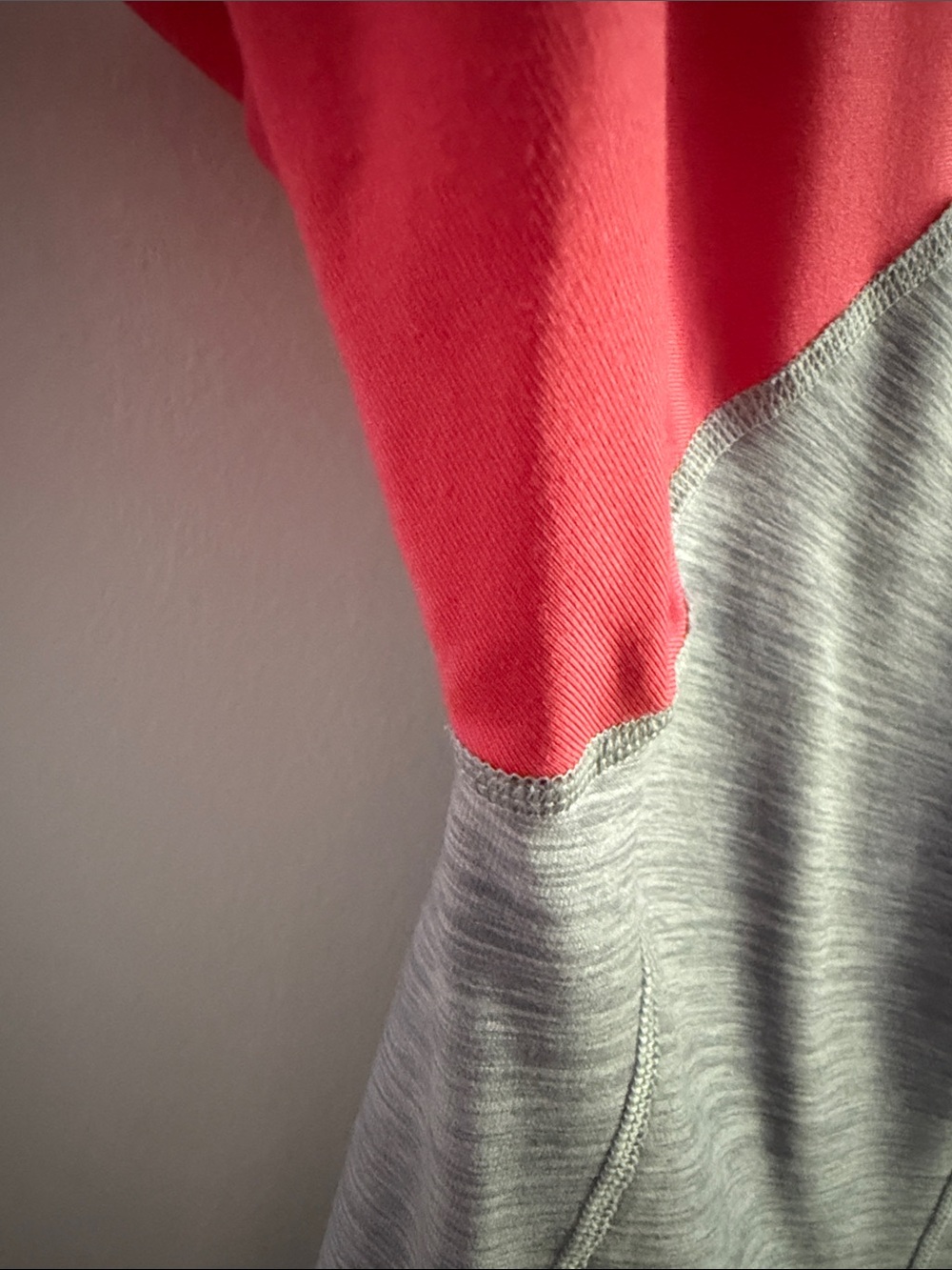 The North Face Heather Gray Raglan Long-Sleeve Tee with Coral Pink Sleeves - Picture 5 of 15